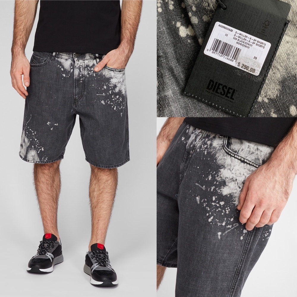NWT DIESEL Denim Shorts Acid Wash